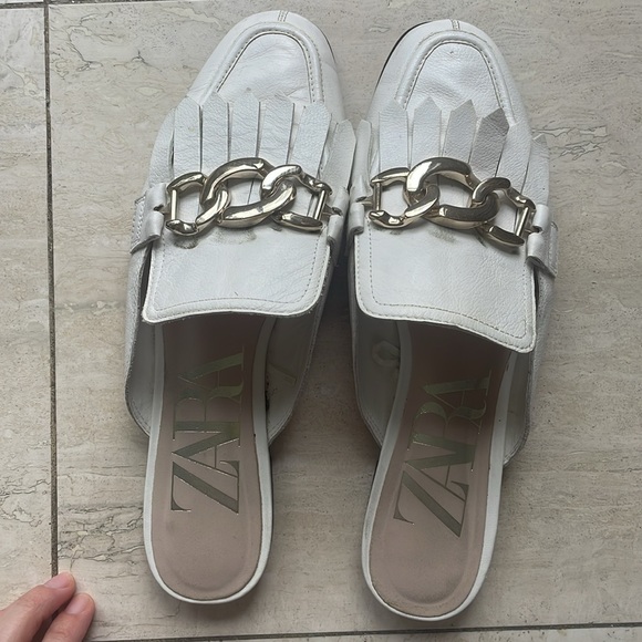 Zara White Fringe Loafers - Picture 3 of 7